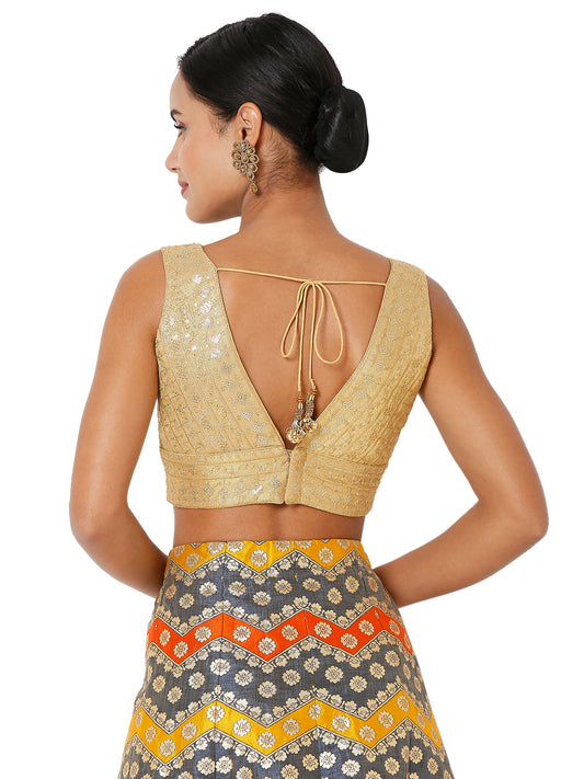Gold Color Designer Saree Blouse