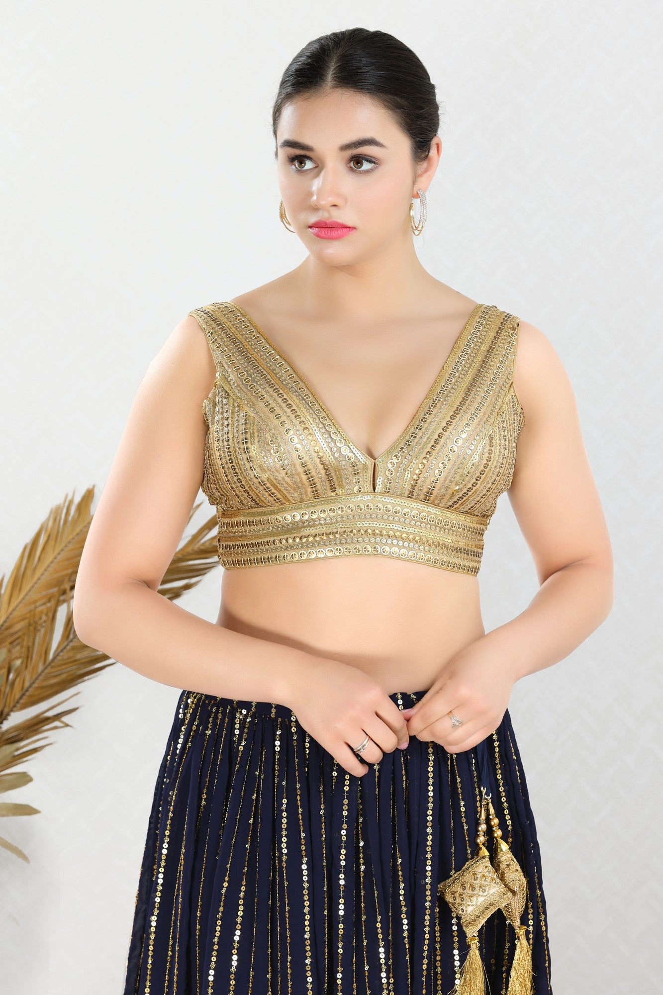 Partywear Gold Saree Blouse