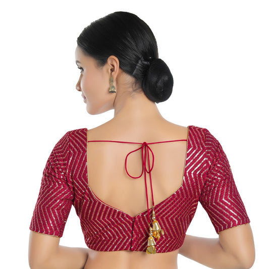 Designer Saree Red Color Blouse