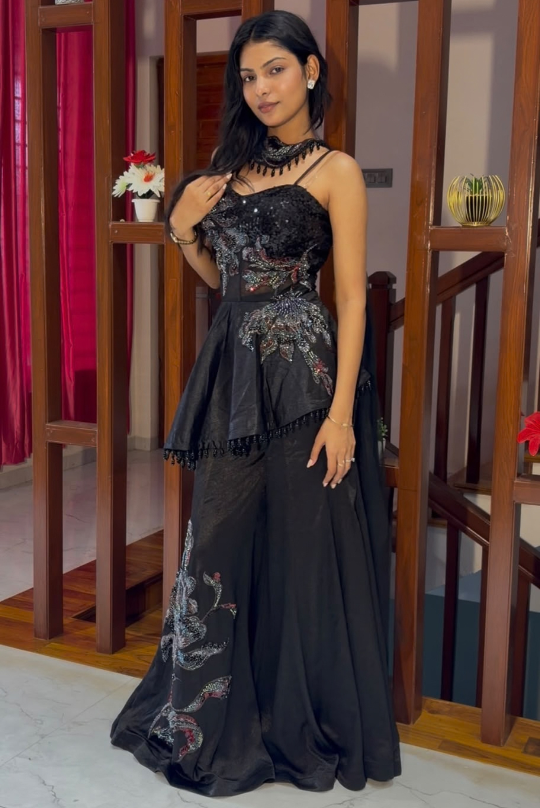 Black Embroidery Cocktail Fit