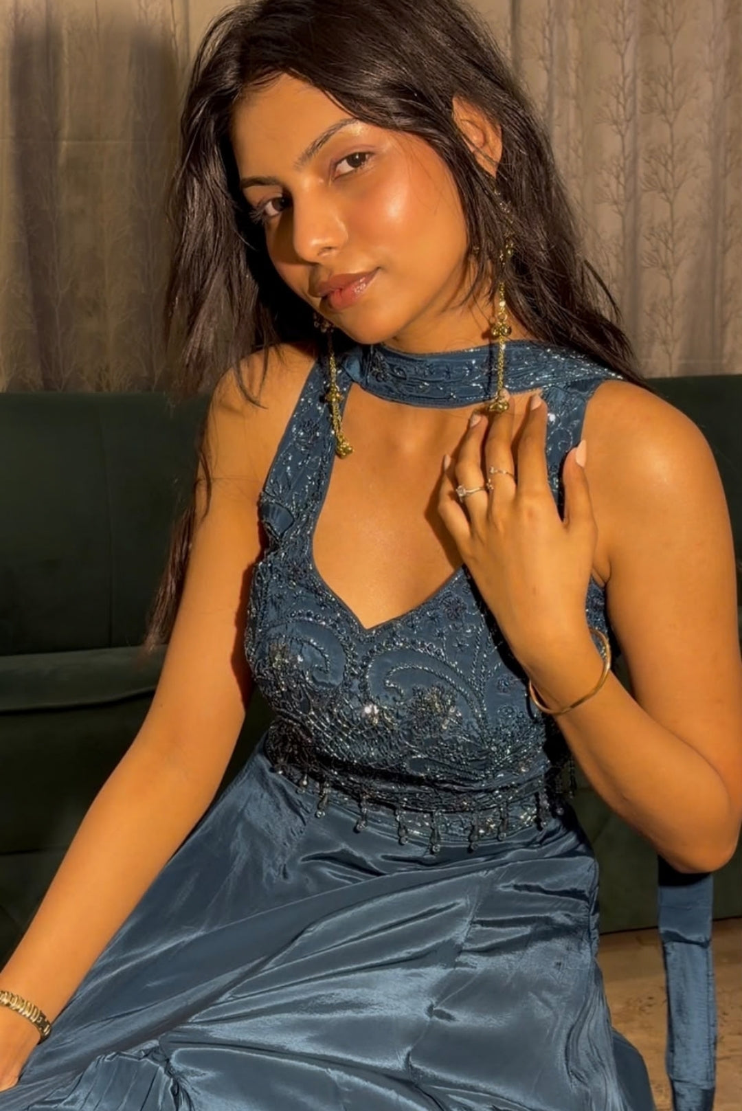 Dreamy Blue Fish Cut Lehenga