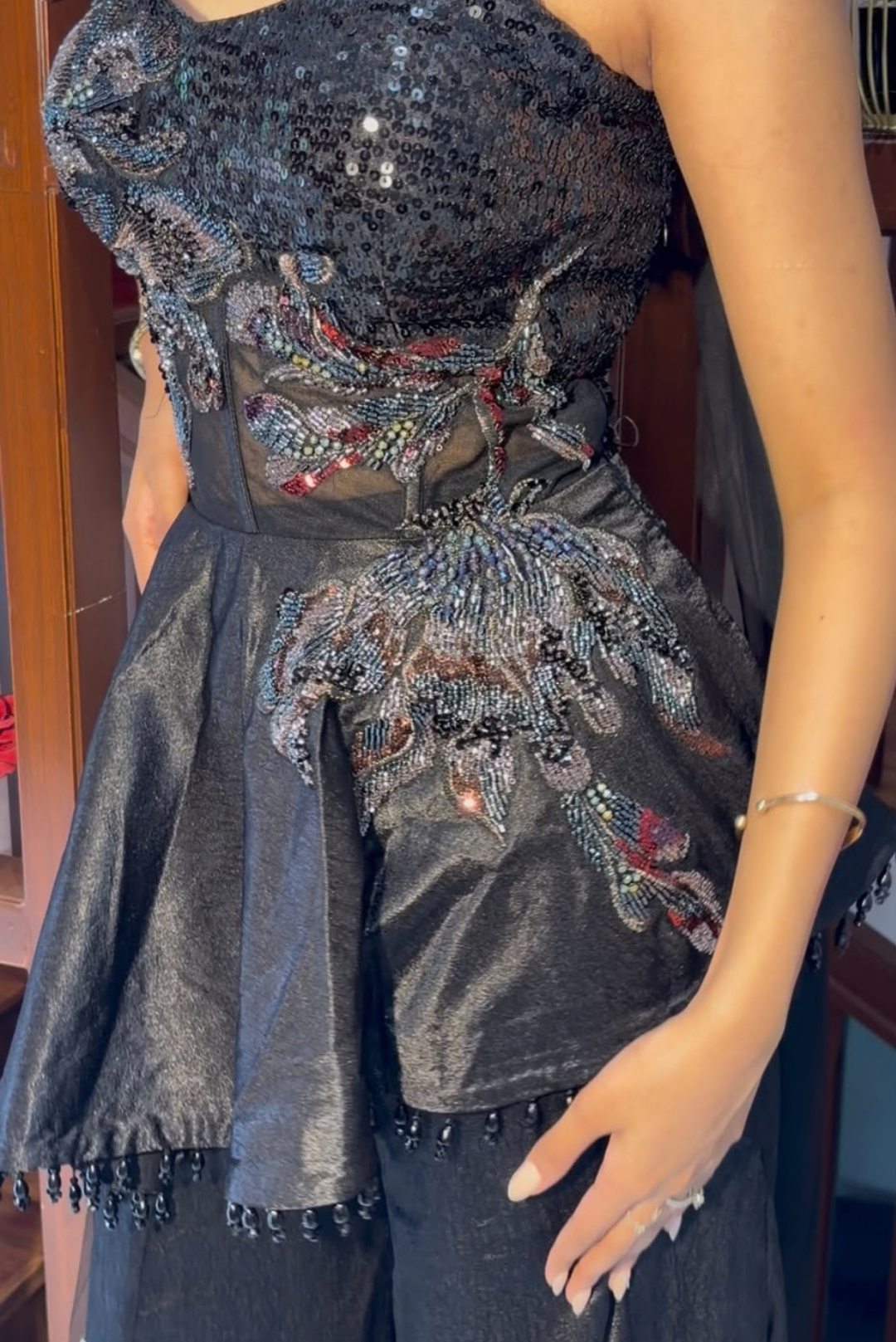 Black Embroidery Cocktail Fit