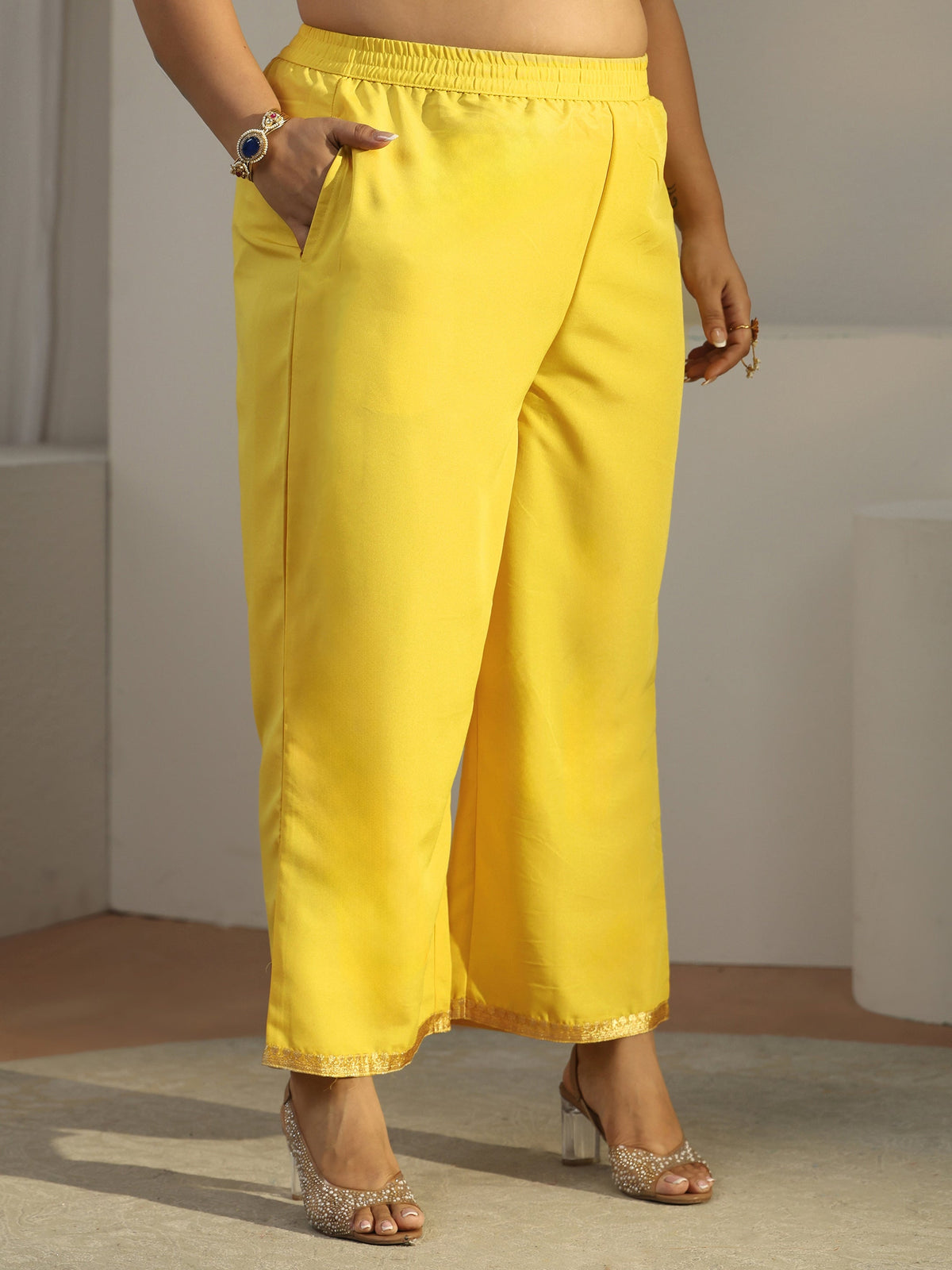 Plus Size Mustard Woven Design Chanderi Silk Straight Suit With Dupatta