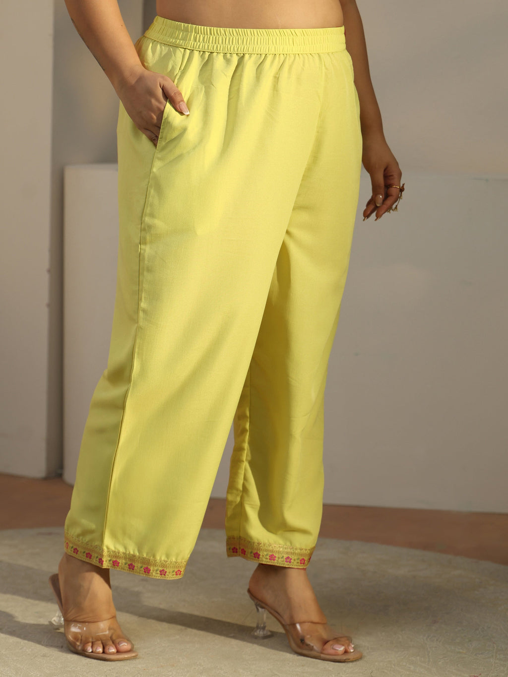 Plus Size Green Woven Design Silk Blend Straight Suit With Dupatta
