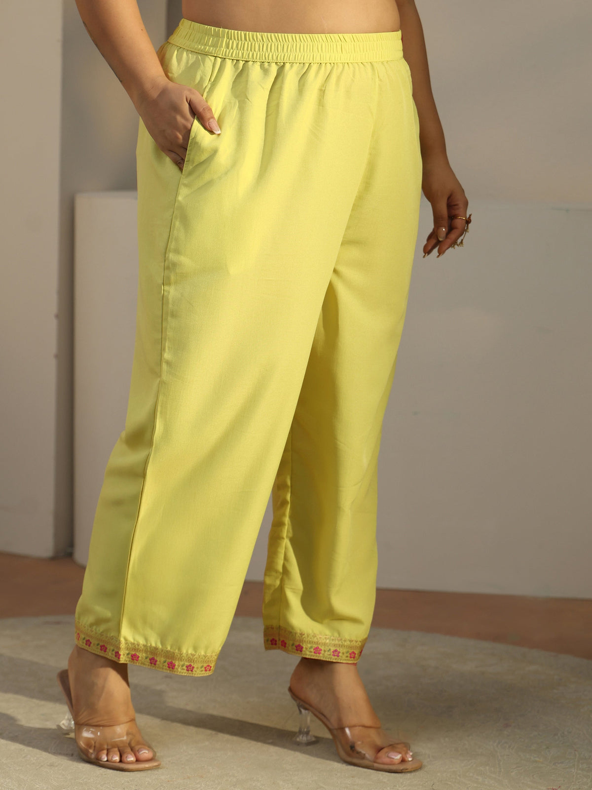 Plus Size Green Woven Design Silk Blend Straight Suit With Dupatta