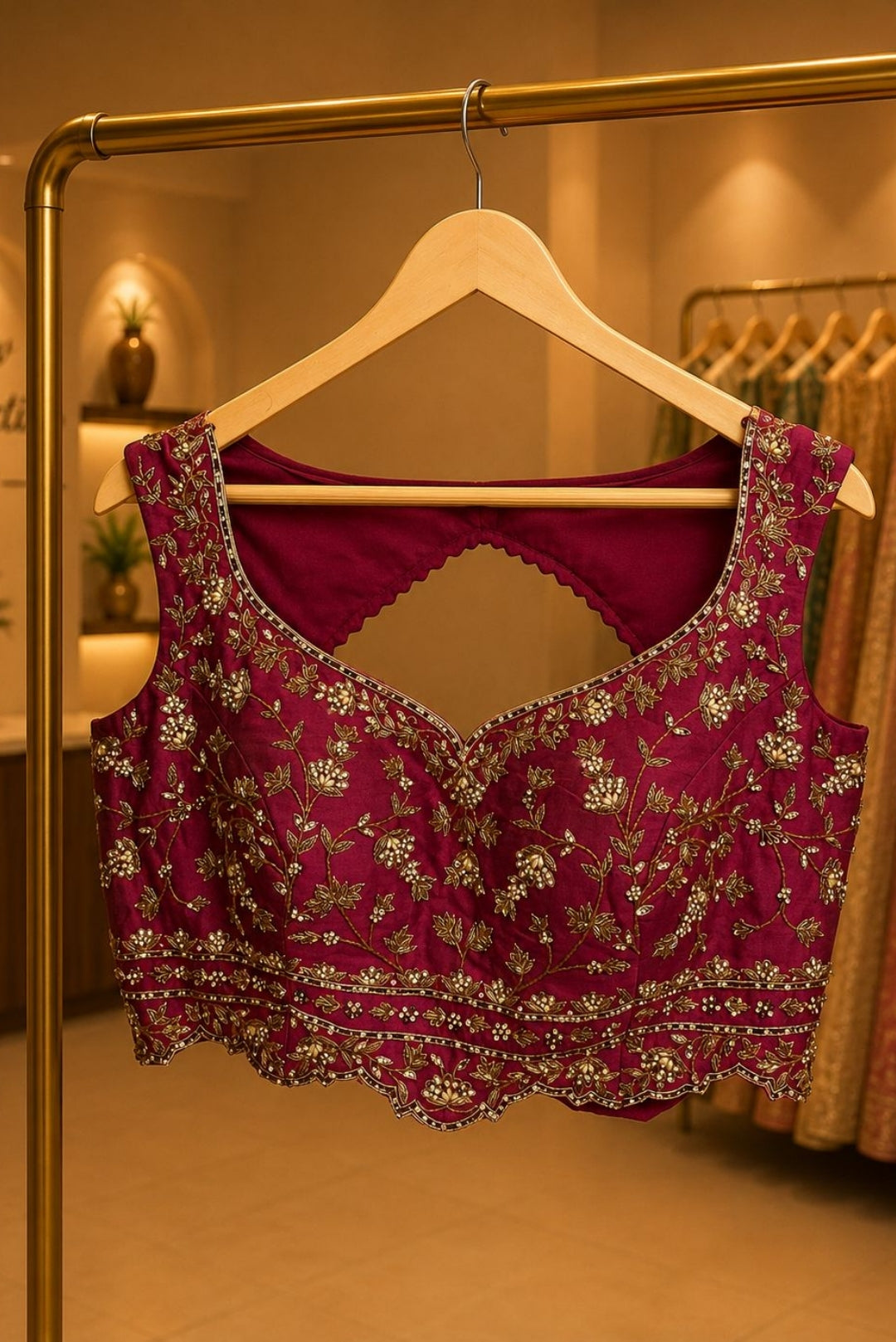 Maroon Embroidered Blouse
