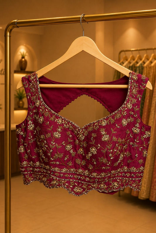 Maroon Embroidered Blouse