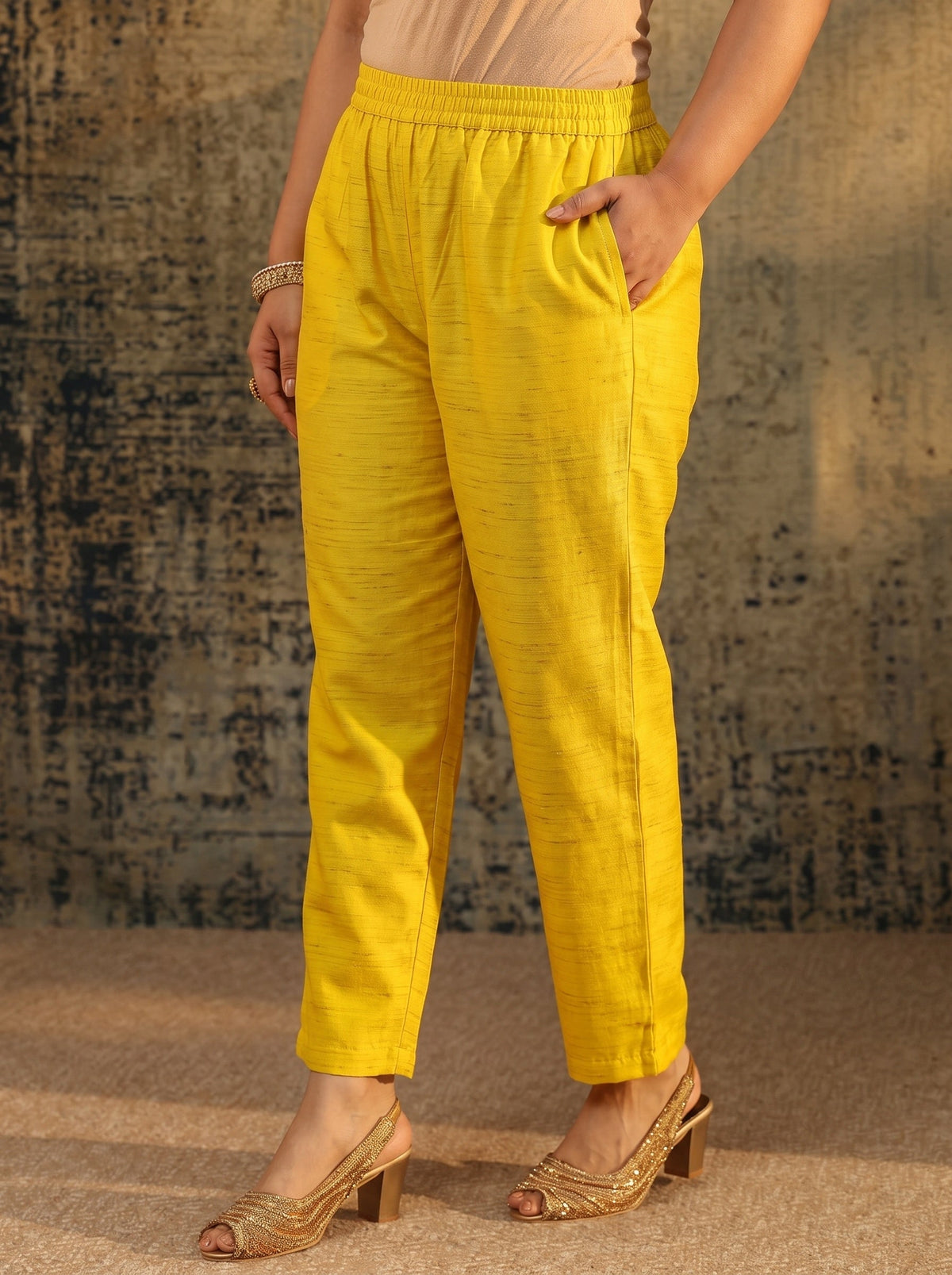 Plus Size Lemon Yellow  Embellished Silk Blend Anarkali Suit Set