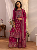 sanjhshringar Pink Embroidered Georgette Straight Suit Set With Dupatta