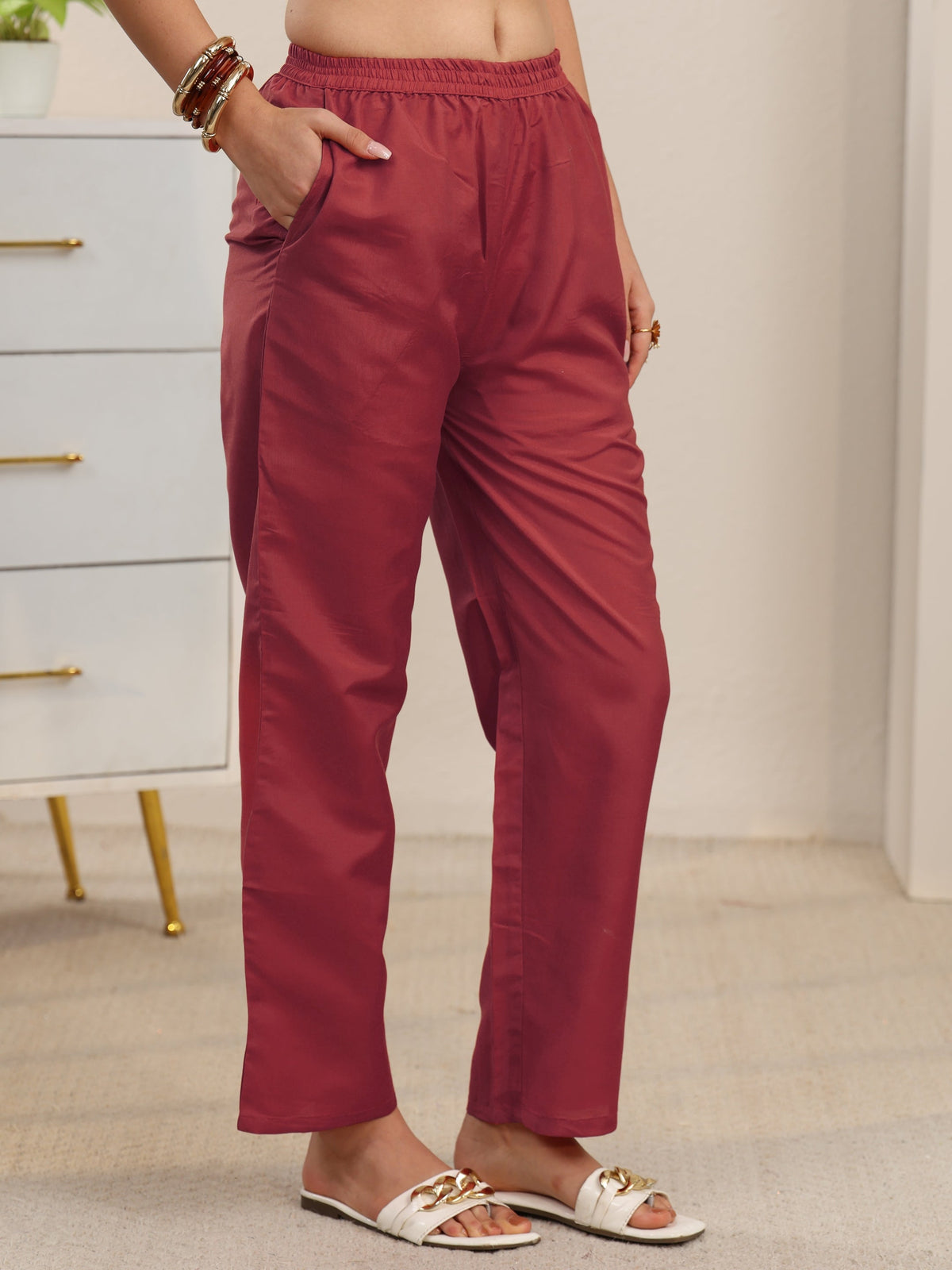 sanjhshringar Rust Red Floral Embroidered Georgette Straight Suit Set