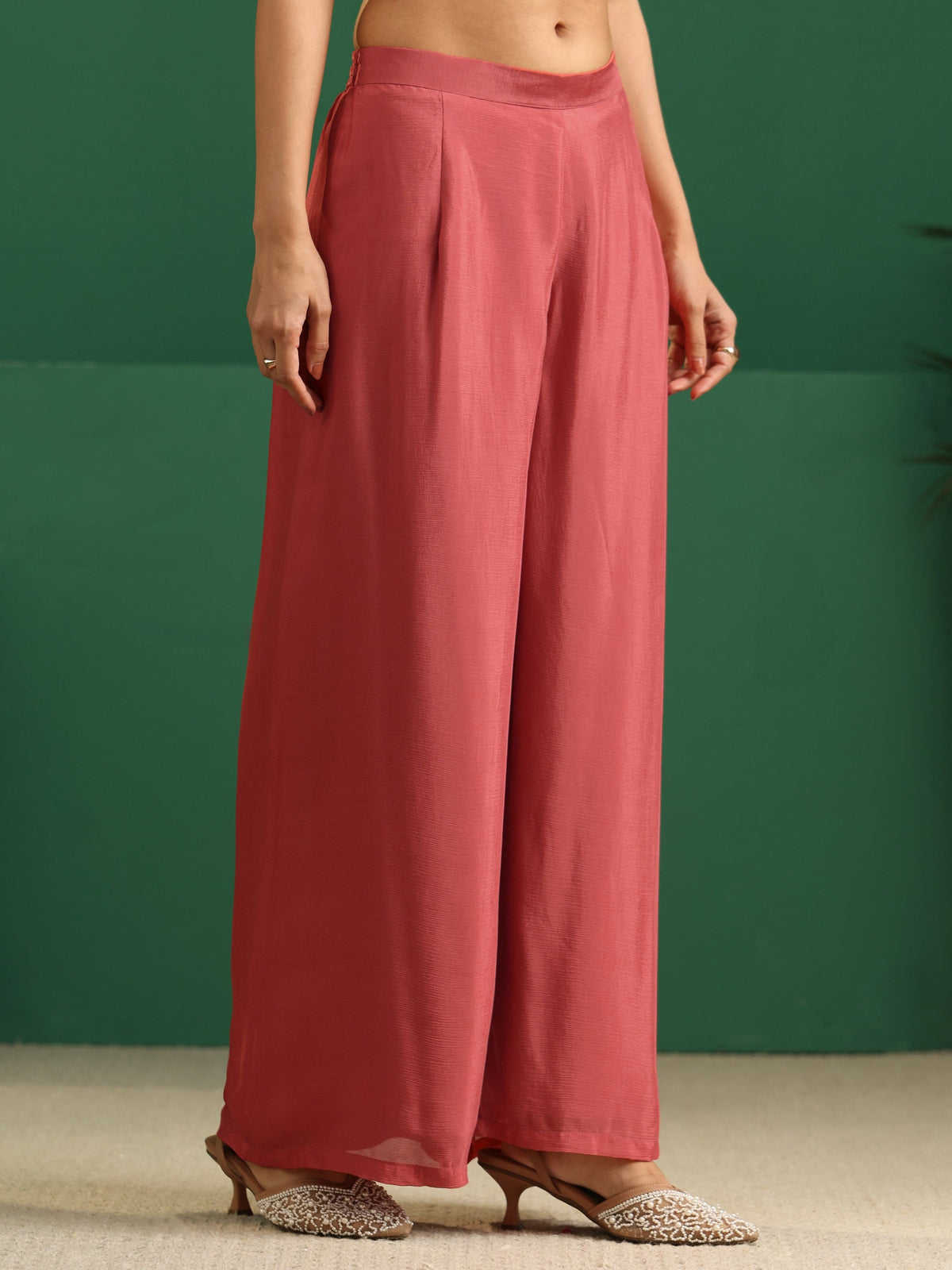 sanjhshringar Art Dusty Rose Pink Embellished Chinon Co-Ord Set