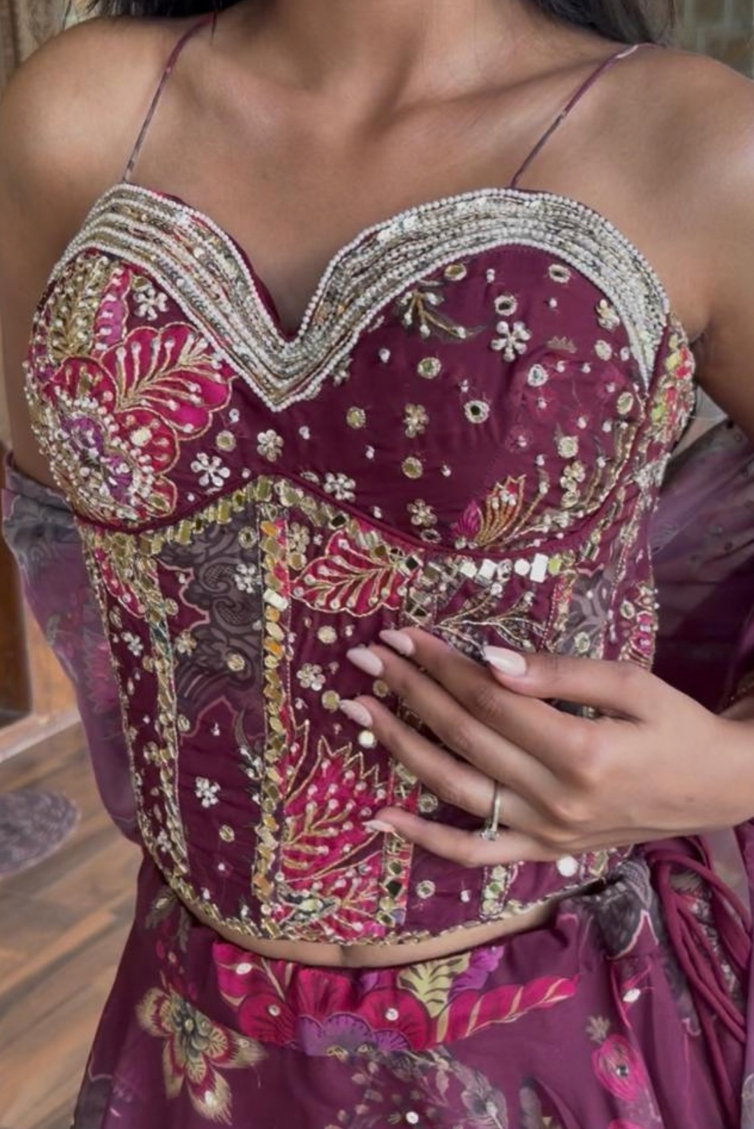 Maroon Floral Lehenga