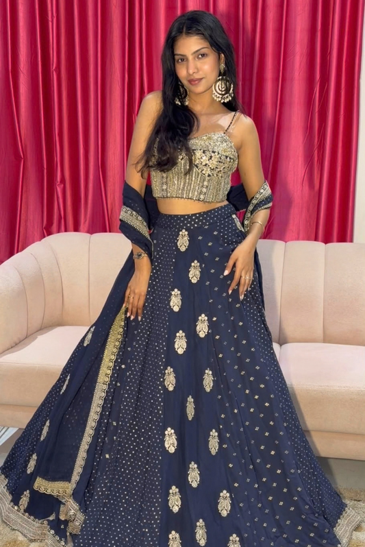 Dreamy Navy Blue Lehenga