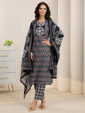 sanjhshringar Dark Grey Dabu Print Cotton Straight Suit Set