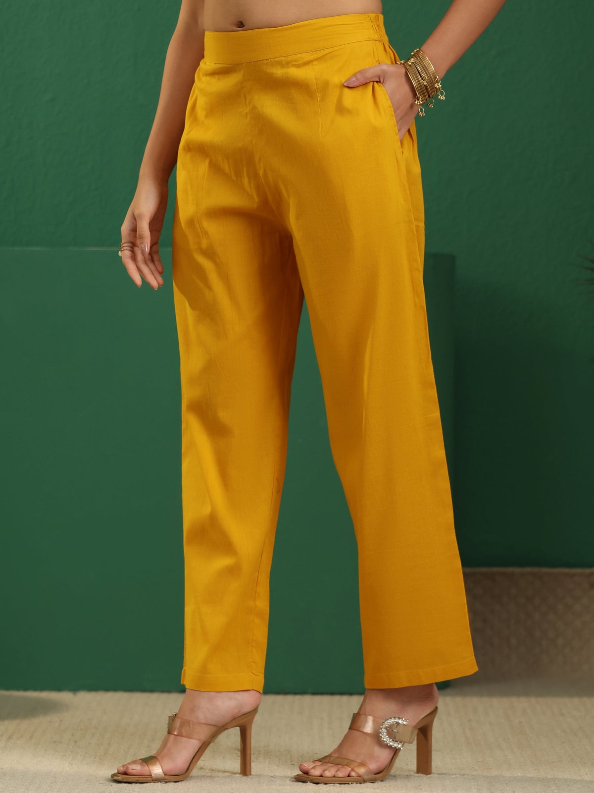 sanjhshringar Mustard Bandhani Cotton Straight Suit Set