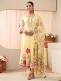 sanjhshringar Ivory Floral Embroidered Silk Blend A-line Suit Set