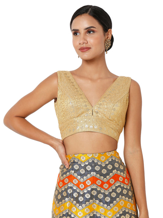 Gold Color Designer Saree Blouse