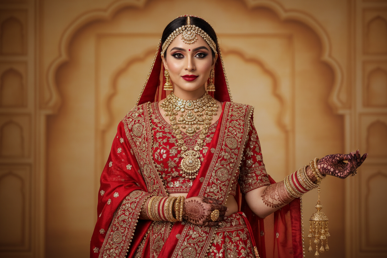 Add female model in Indian Bridal Look